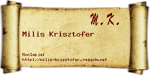 Milis Krisztofer névjegykártya